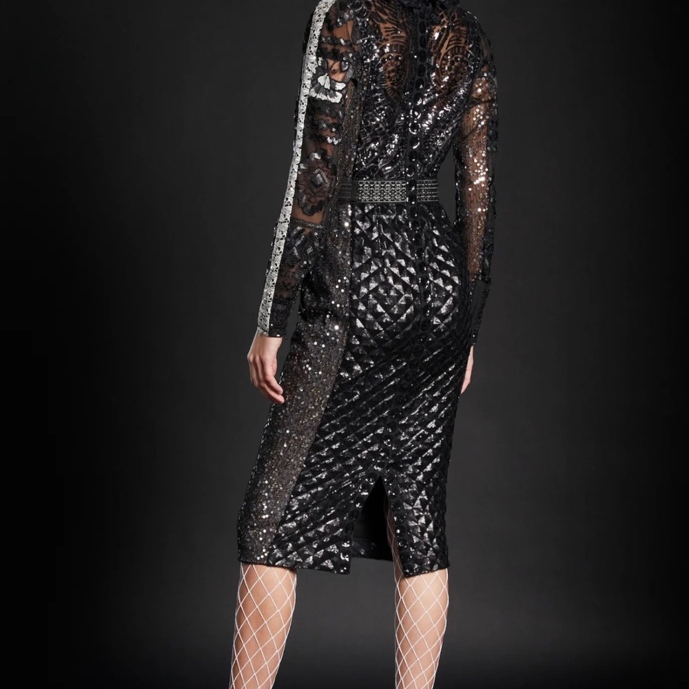 Byron Lars Black and Silver Sequin Dress